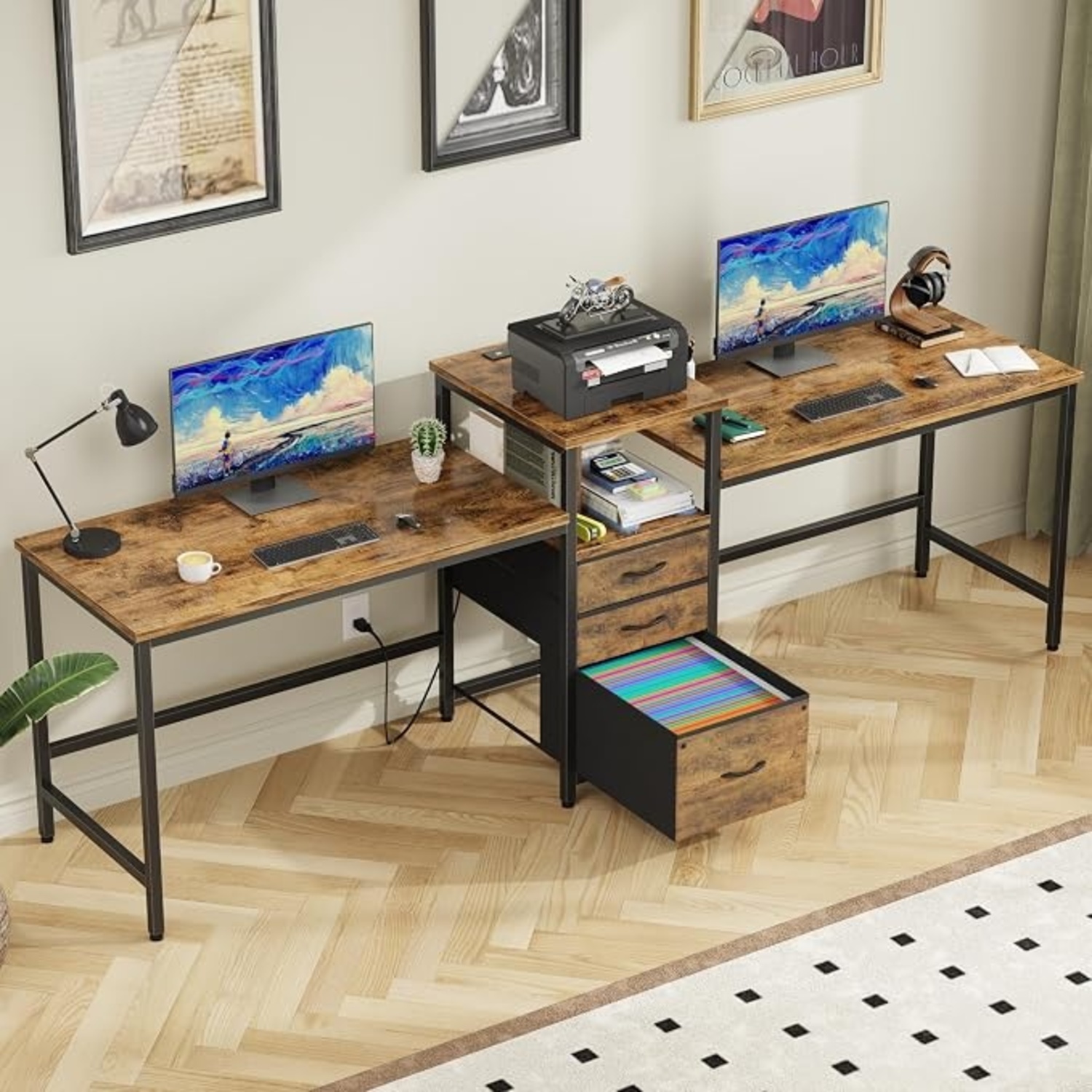 Dark Brown Wood Desk - image-5