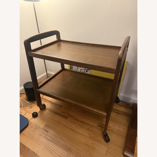 Used Vintage Wooden Bar Cart / Serving Cart on Wheels for sale on AptDeco