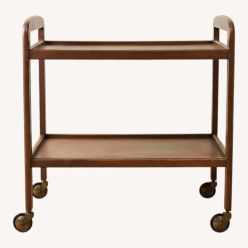 Used Vintage Wooden Bar Cart / Serving Cart on Wheels for sale on AptDeco