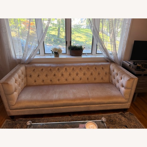 Used Safavieh Pink Fabric 3+ Seater Sofa for sale on AptDeco