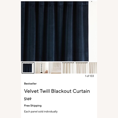 Used Pottery Barn Velvet Twill Light Filtering Curtain for sale on AptDeco