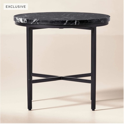 Used CB2 Irwin Black Marble Side Table by Paul McCobb for sale on AptDeco