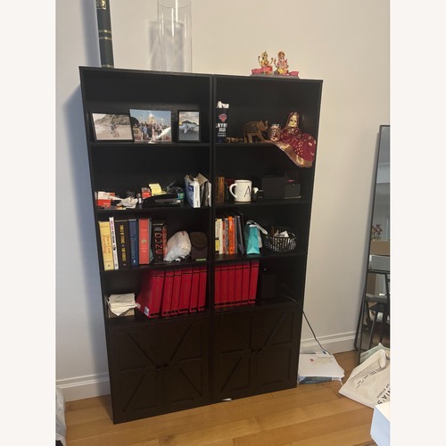 Used Wayfair 6 Tier Bookshelf With Cabinet Doors (x2) for sale on AptDeco