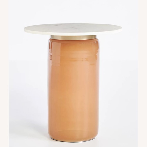 Used Anthropologie Infinity Marble-Top Glass Side Table for sale on AptDeco