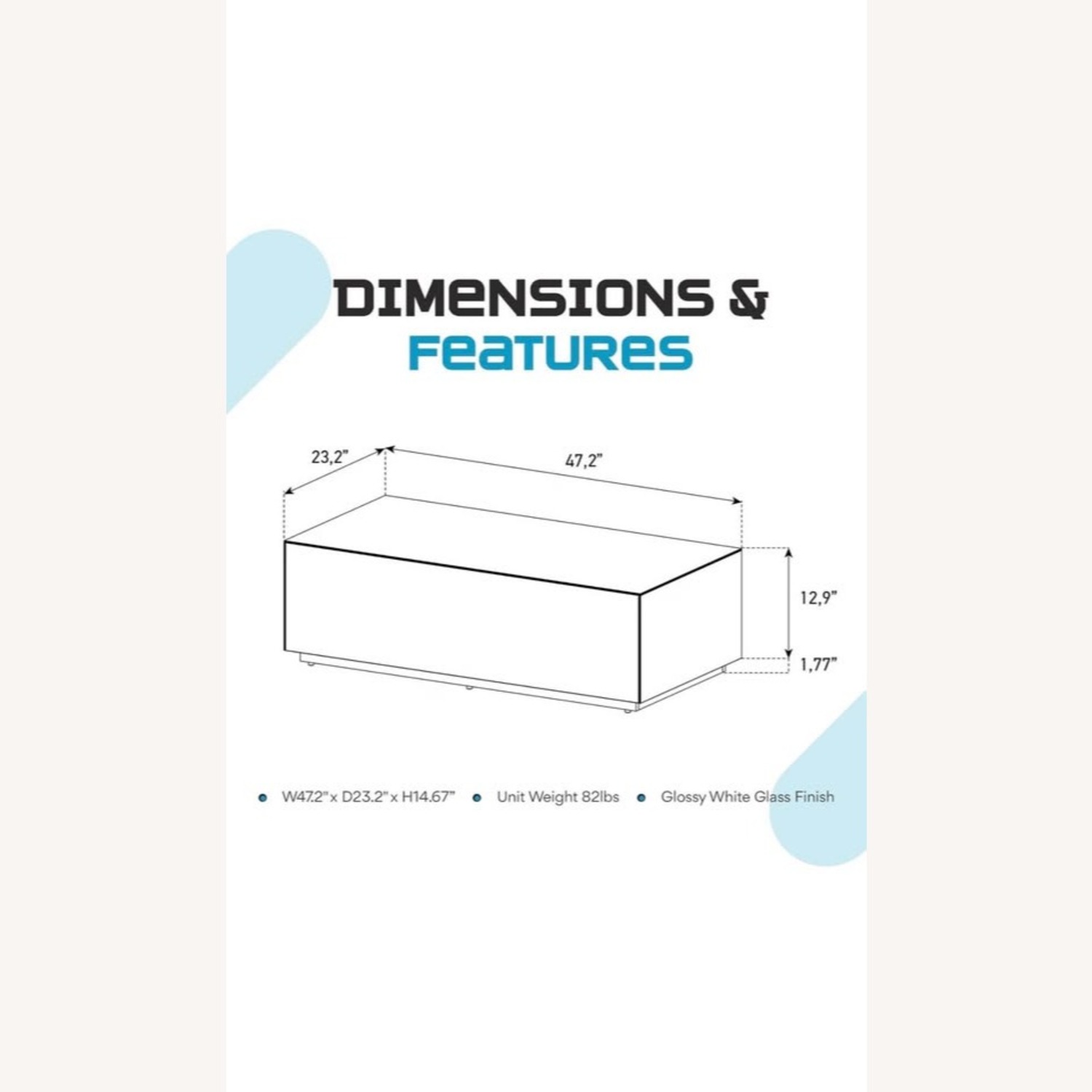 SONOROUS Modern White Tempered Glass Coffee Table - image-4