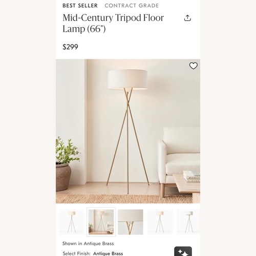 Used West Elm Mid-Century Tripod Floor Lamp for sale on AptDeco