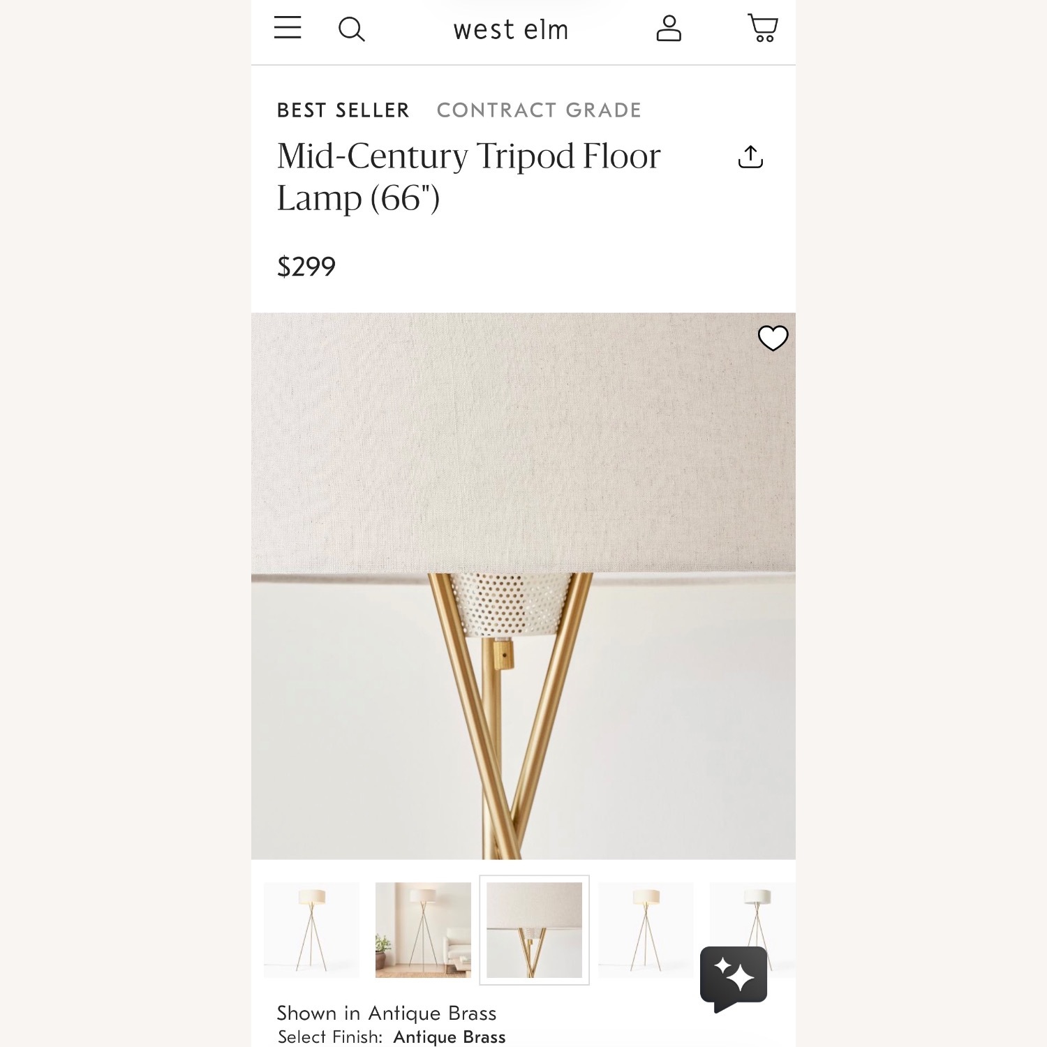 West Elm Mid-Century Tripod Floor Lamp - image-3
