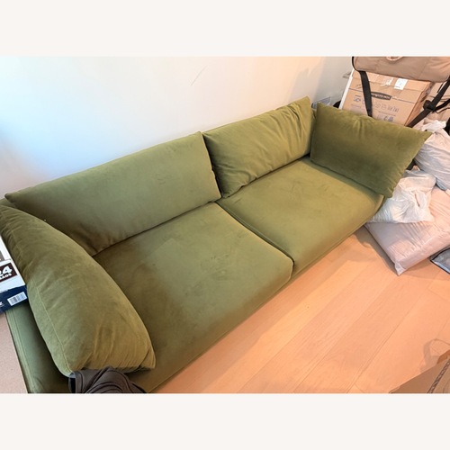 Used Wayfair Olive Green Velvet 3+ Seater Sofa for sale on AptDeco