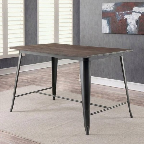Used Dark Brown Wood and Bronze Dining High Top Table for sale on AptDeco