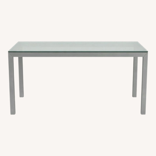 Used Room & Board Parsons Satin Glass Table for sale on AptDeco