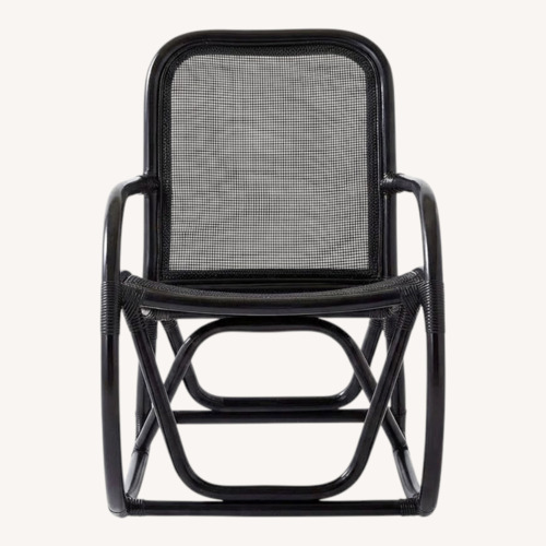 Used CB2 Portofino Black Rattan Rocking Chair for sale on AptDeco
