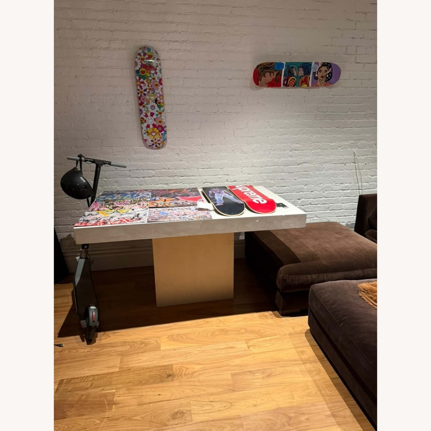 CB2 Fuze White Concrete Cantilever Dining Table - image-1