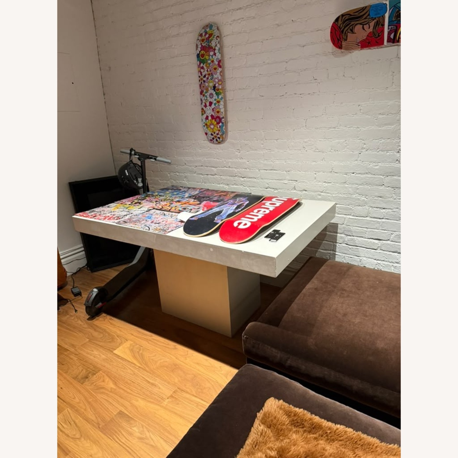 CB2 Fuze White Concrete Cantilever Dining Table - image-2