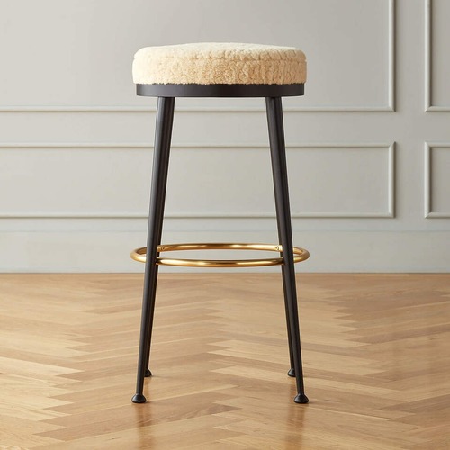 Used CB2 Atlas Shearling Counter Stool for sale on AptDeco