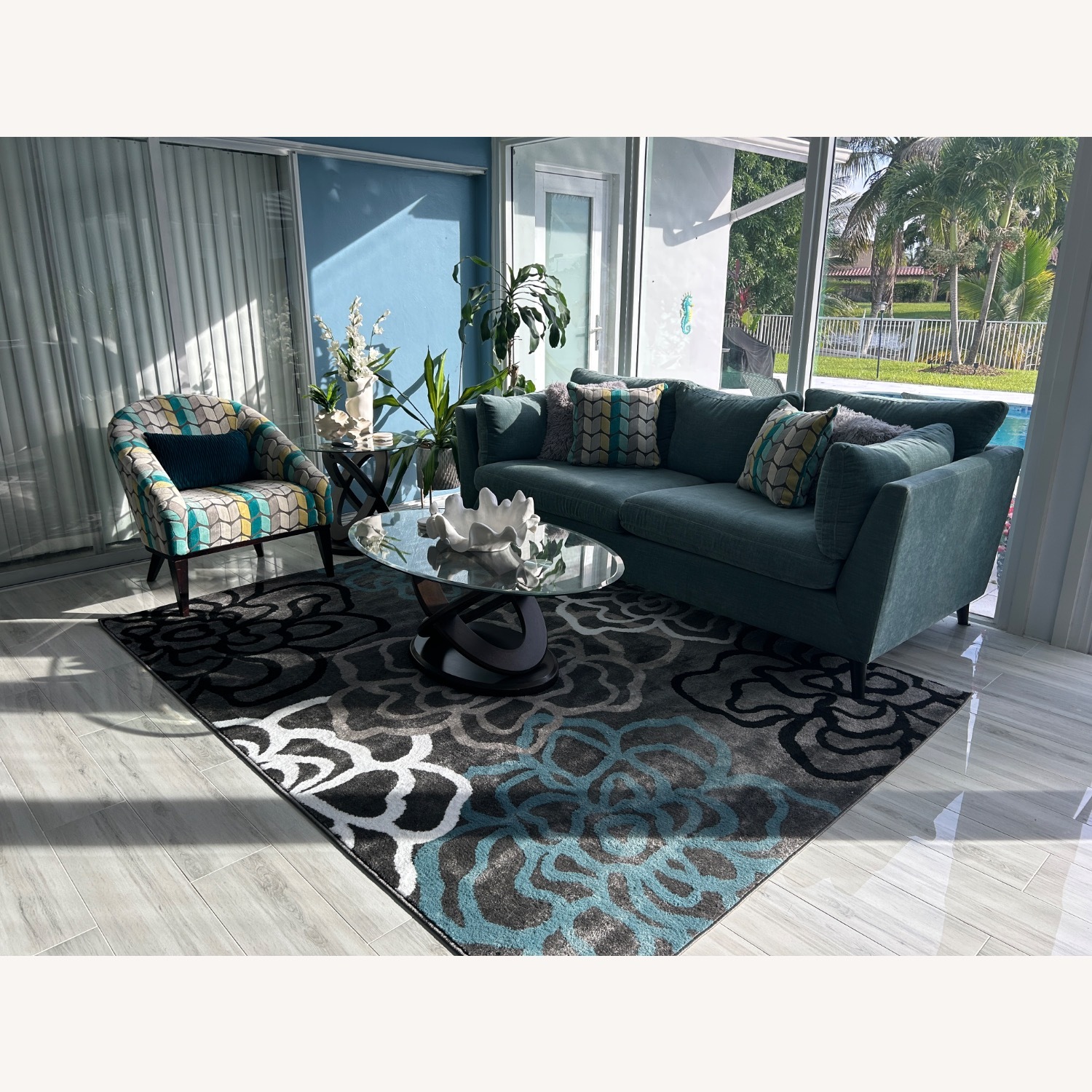 Pattern Accent Chair with 4 Matching Pillows - image-5