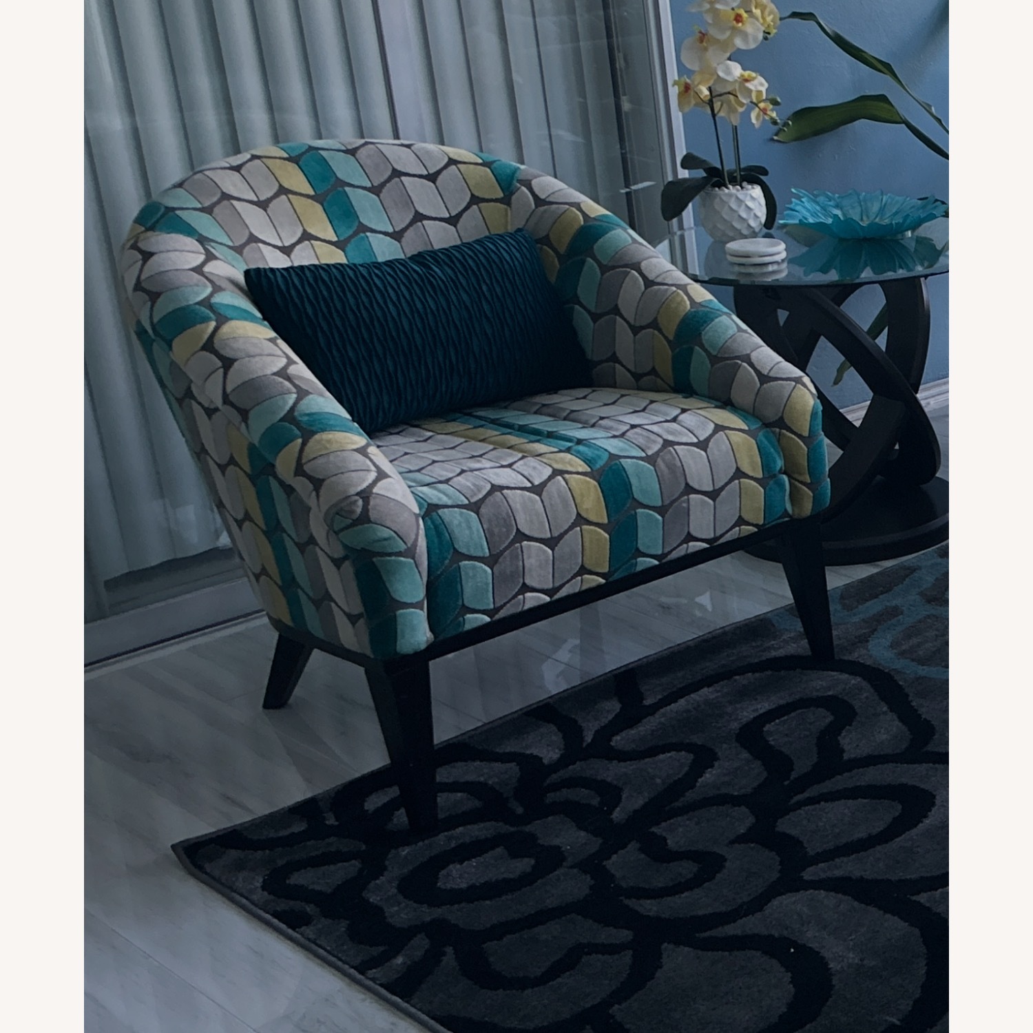 Pattern Accent Chair with 4 Matching Pillows - image-3