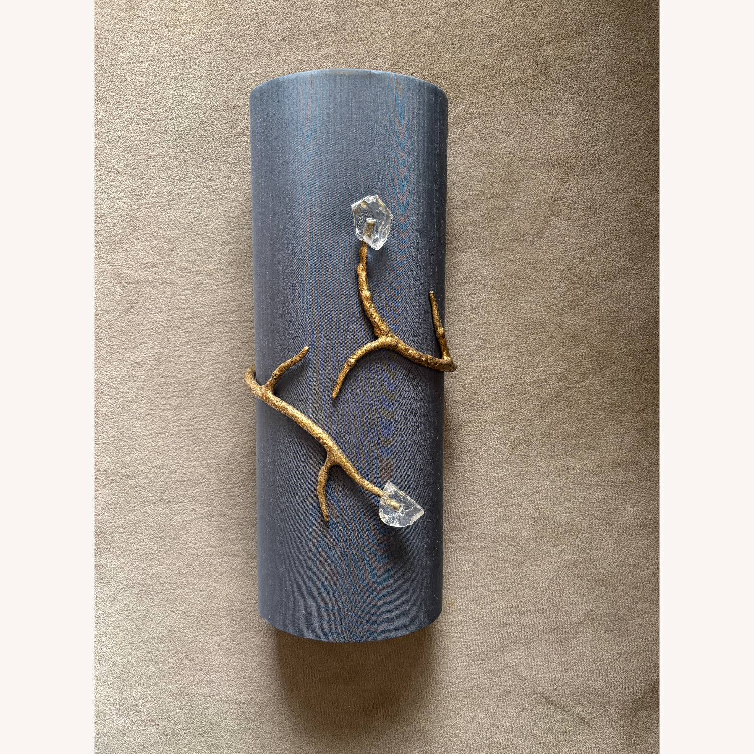 Custom Blue Silk Porta Romana Blossom Sconces (2) - image-1