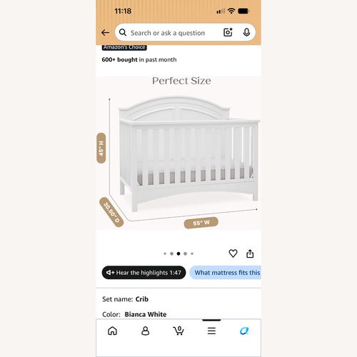 Used Deltana White Wood Crib for sale on AptDeco