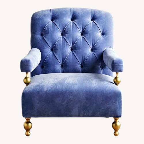 Used Jonathan Adler Blue Velvet Chair and Ottoman for sale on AptDeco