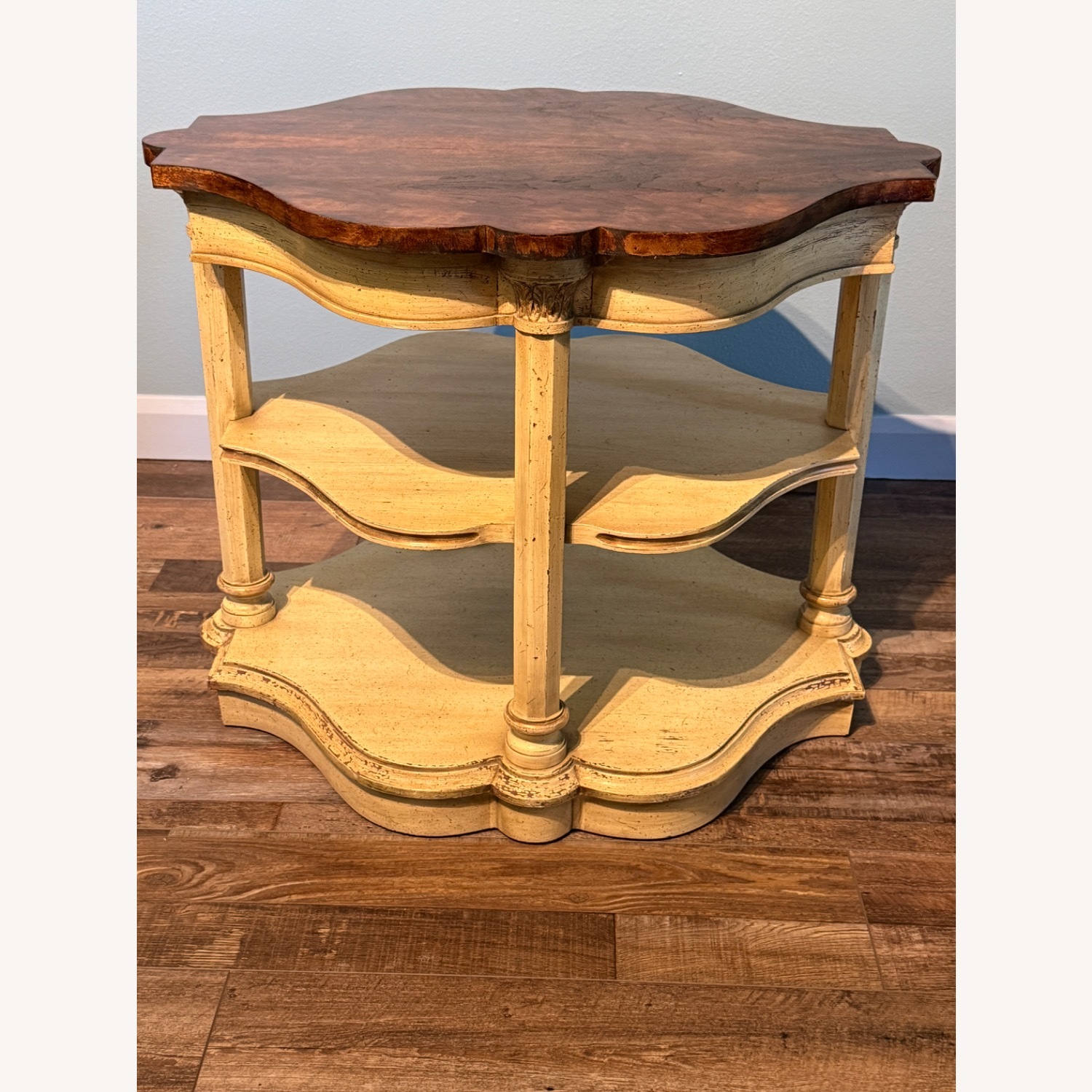 Vintage Weiman Burled Wood 3 Tiered Side Table - image-4