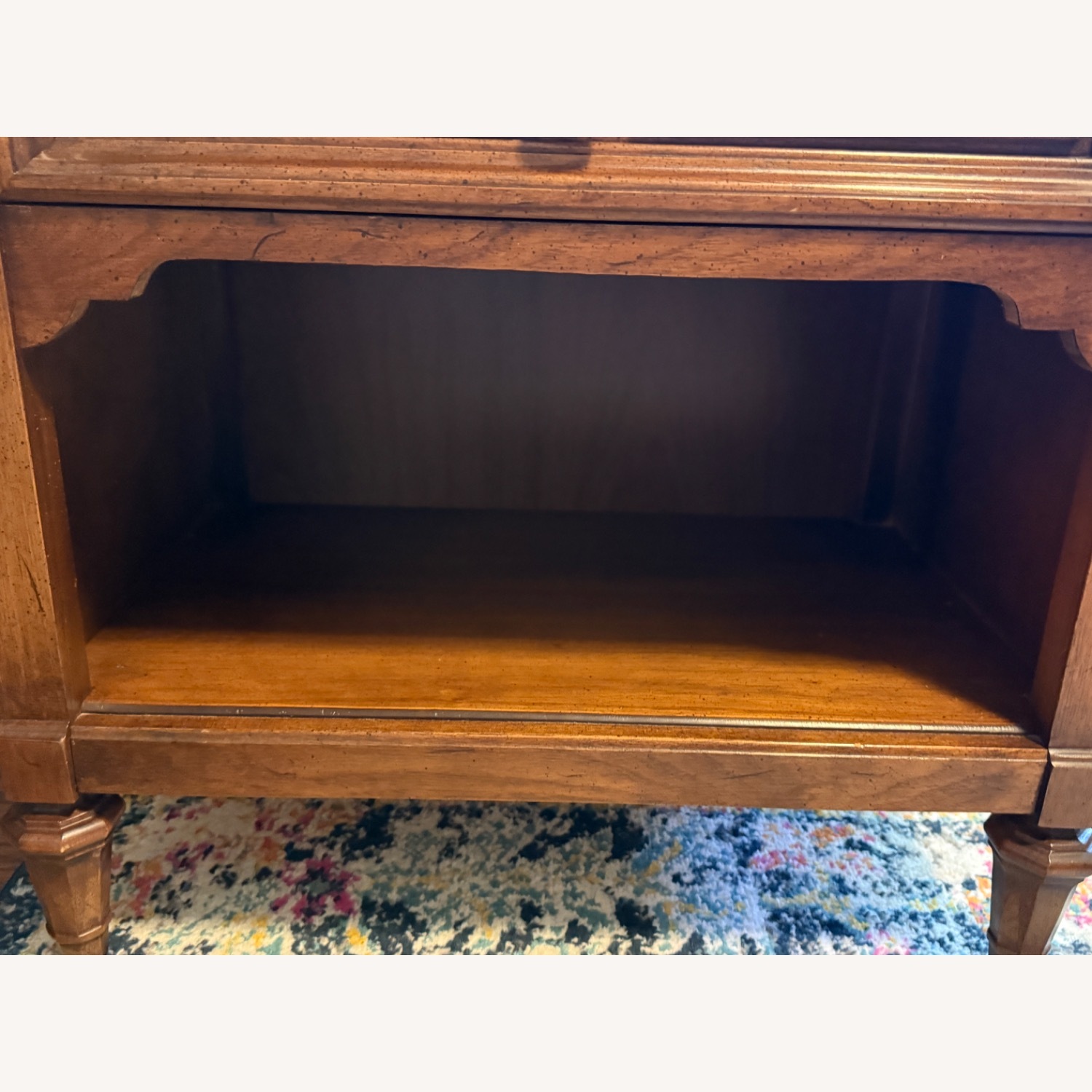Vintage Wood Nightstand with Drawer & Open Shelf  - image-6
