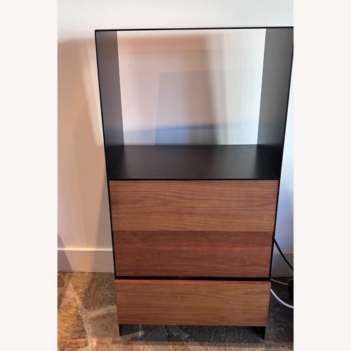 Used ABC Carpet Vintage Walnut and Steel Media Cabinet for sale on AptDeco