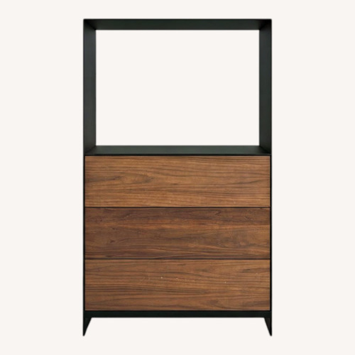 Used ABC Carpet Vintage Walnut and Steel Media Cabinet for sale on AptDeco