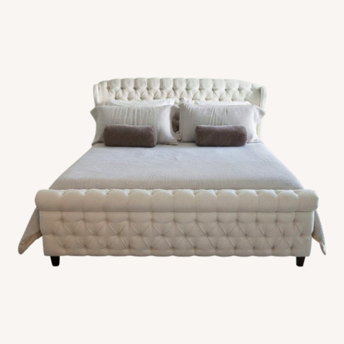 Used White Fabric King Bed for sale on AptDeco