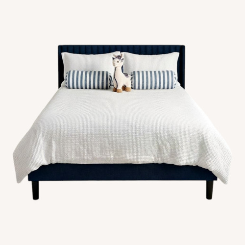 Used Blue Velvet Queen Bed for sale on AptDeco