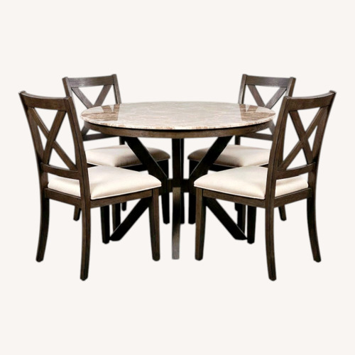 Used Dark Brown Wood Dining Set for sale on AptDeco