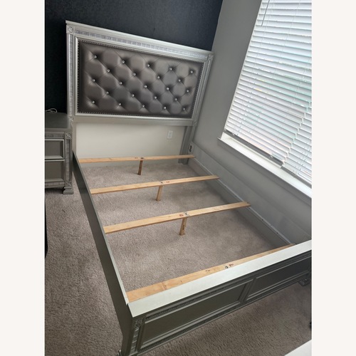 Used Silver Rhinestone Queen Headboard & Footboard for sale on AptDeco
