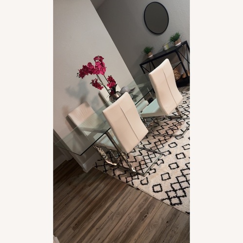 Used Glass Table With Leather Chairs and Bench for sale on AptDeco
