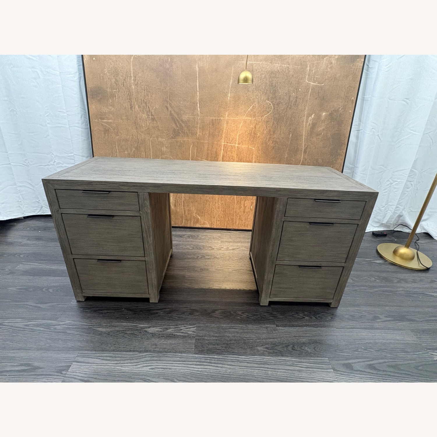 Restoration Hardware Laguna Storage Desk Grey Driftwood - image-9