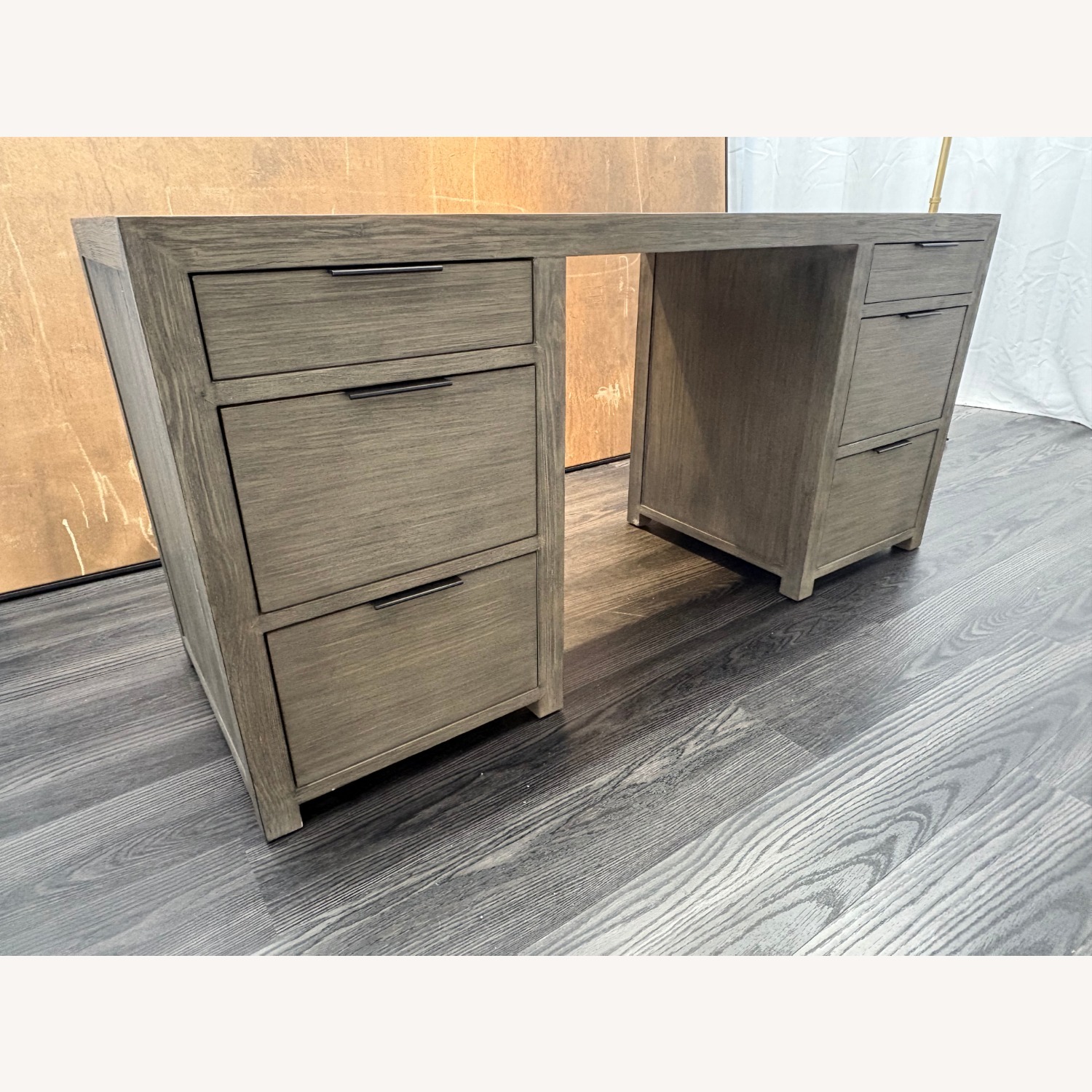 Restoration Hardware Laguna Storage Desk Grey Driftwood - image-5
