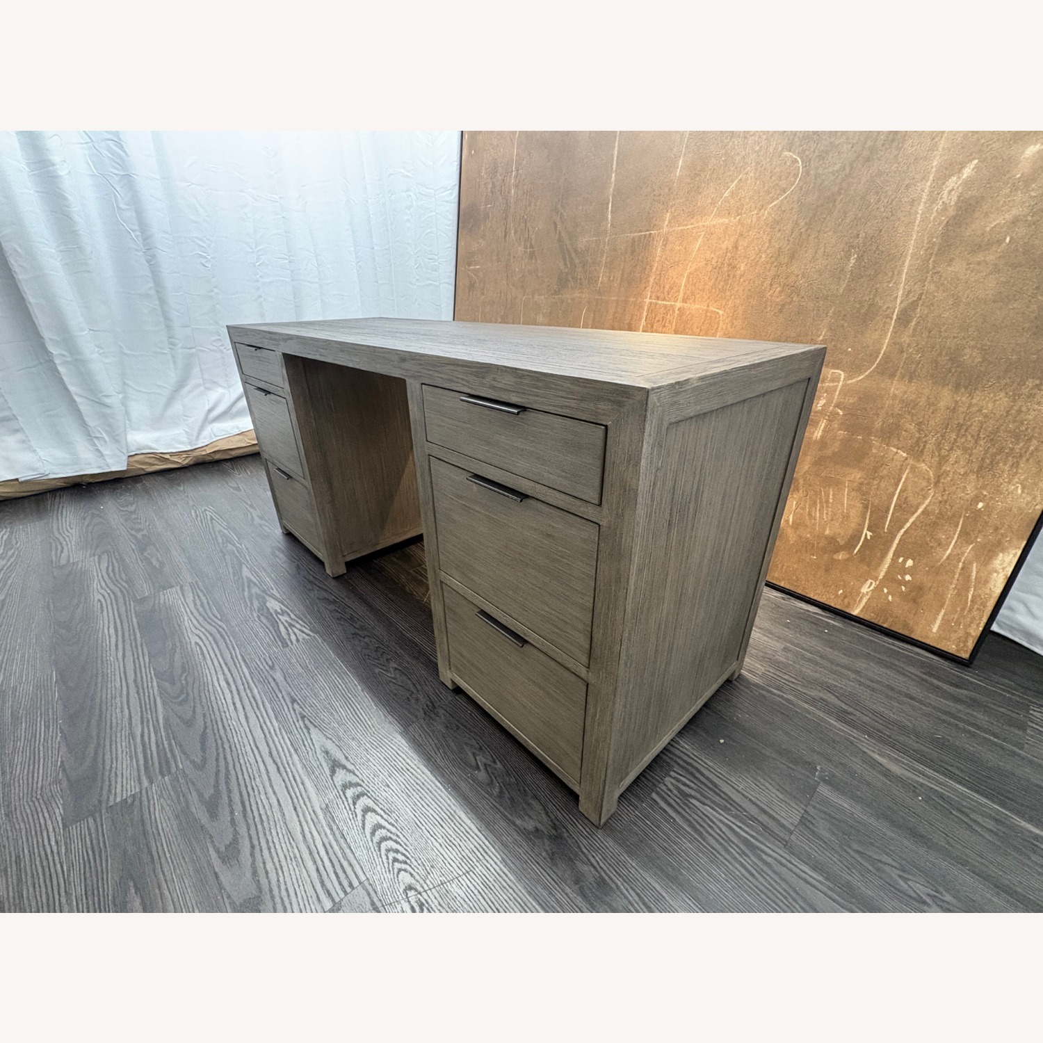 Restoration Hardware Laguna Storage Desk Grey Driftwood - image-3