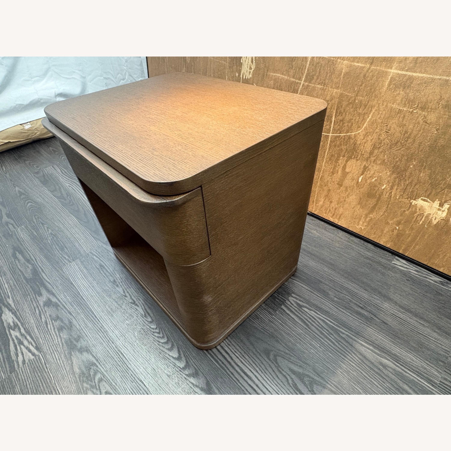 Restoration Hardware Ligné Open Nightstand Brown Brushed Oak - image-4