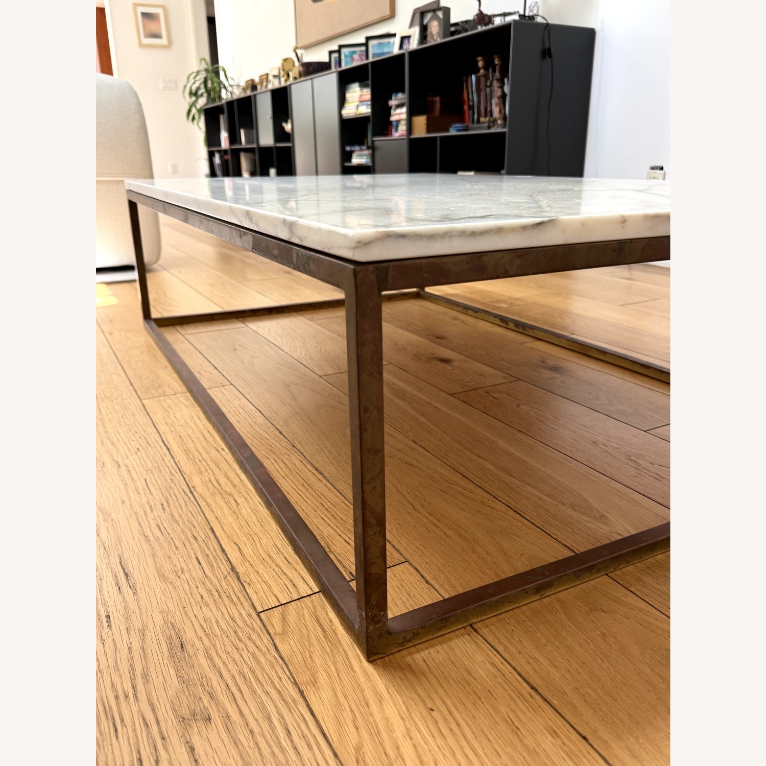 Custom Marble Coffee Table with Brass Base - image-4