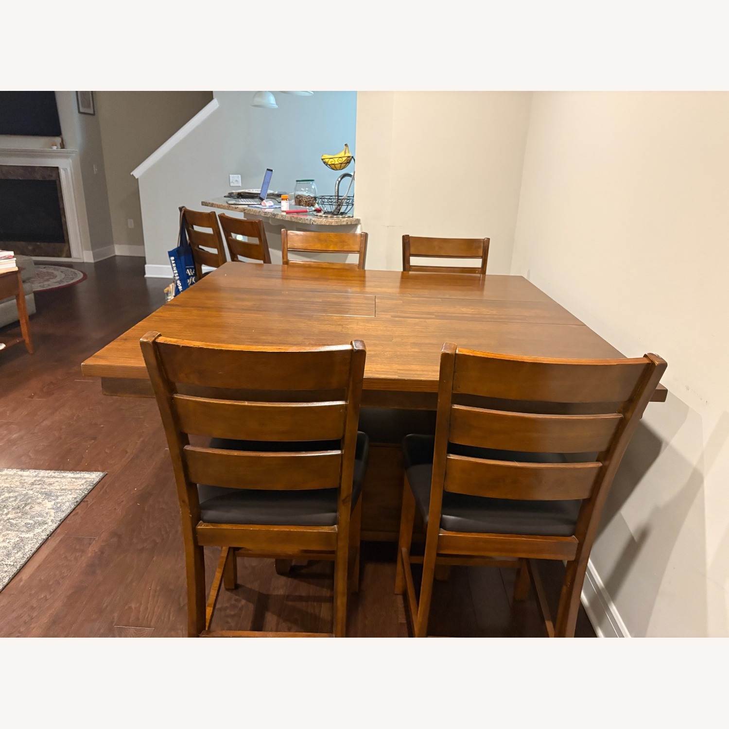 Dark Brown Wood Dining Set - AptDeco