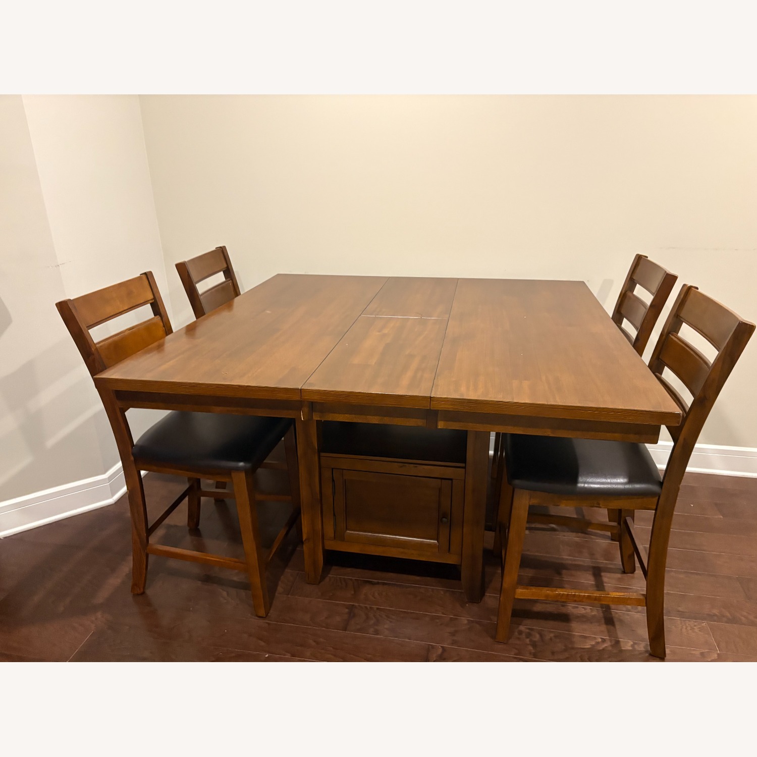 Dark Brown Wood Dining Set - image-1
