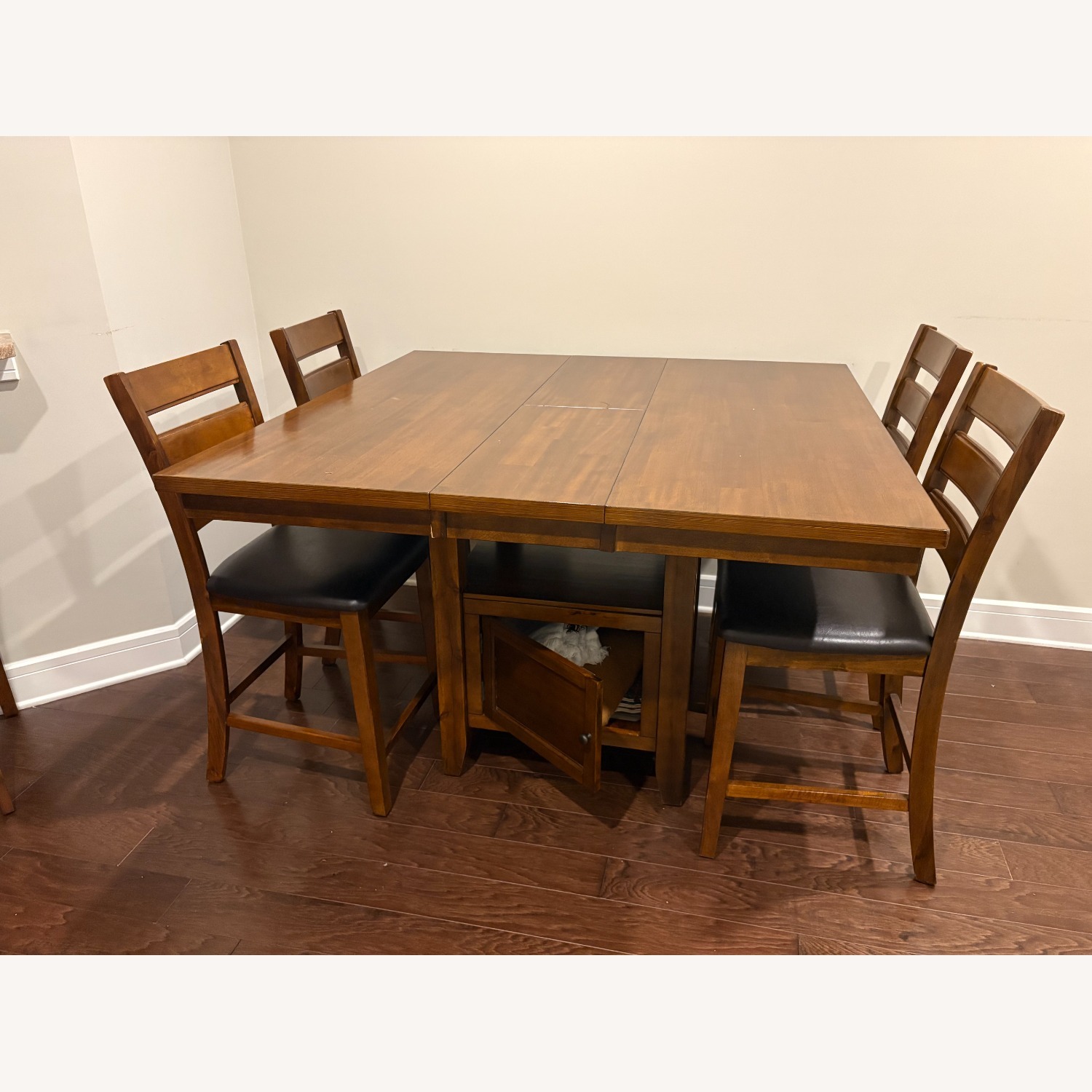 Dark Brown Wood Dining Set - image-3