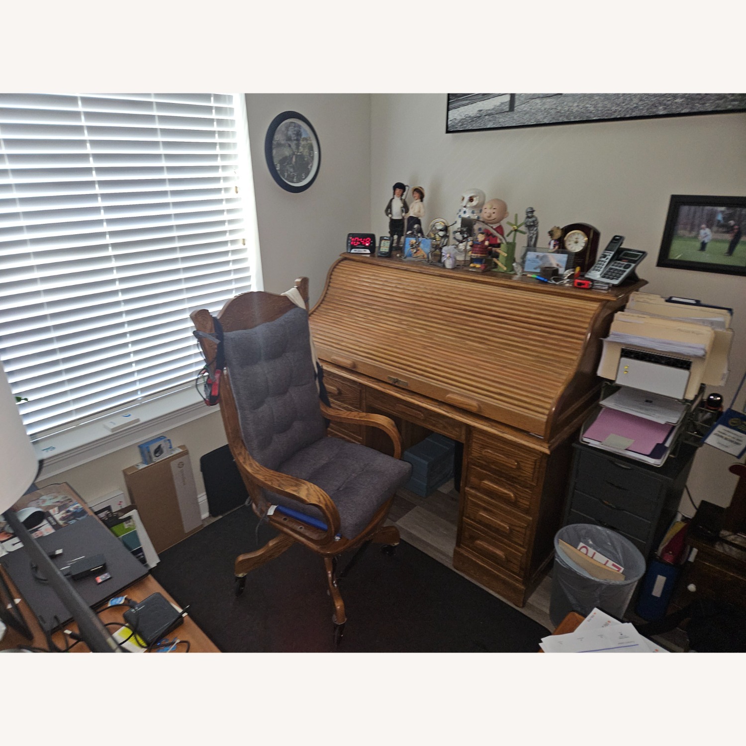Vintage/Antique Light Brown Wood Desk - image-2
