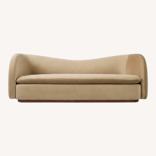 Used West Elm Kaufman 86" Sofa Deluxe Velvet Camel Cool Walnut for sale on AptDeco