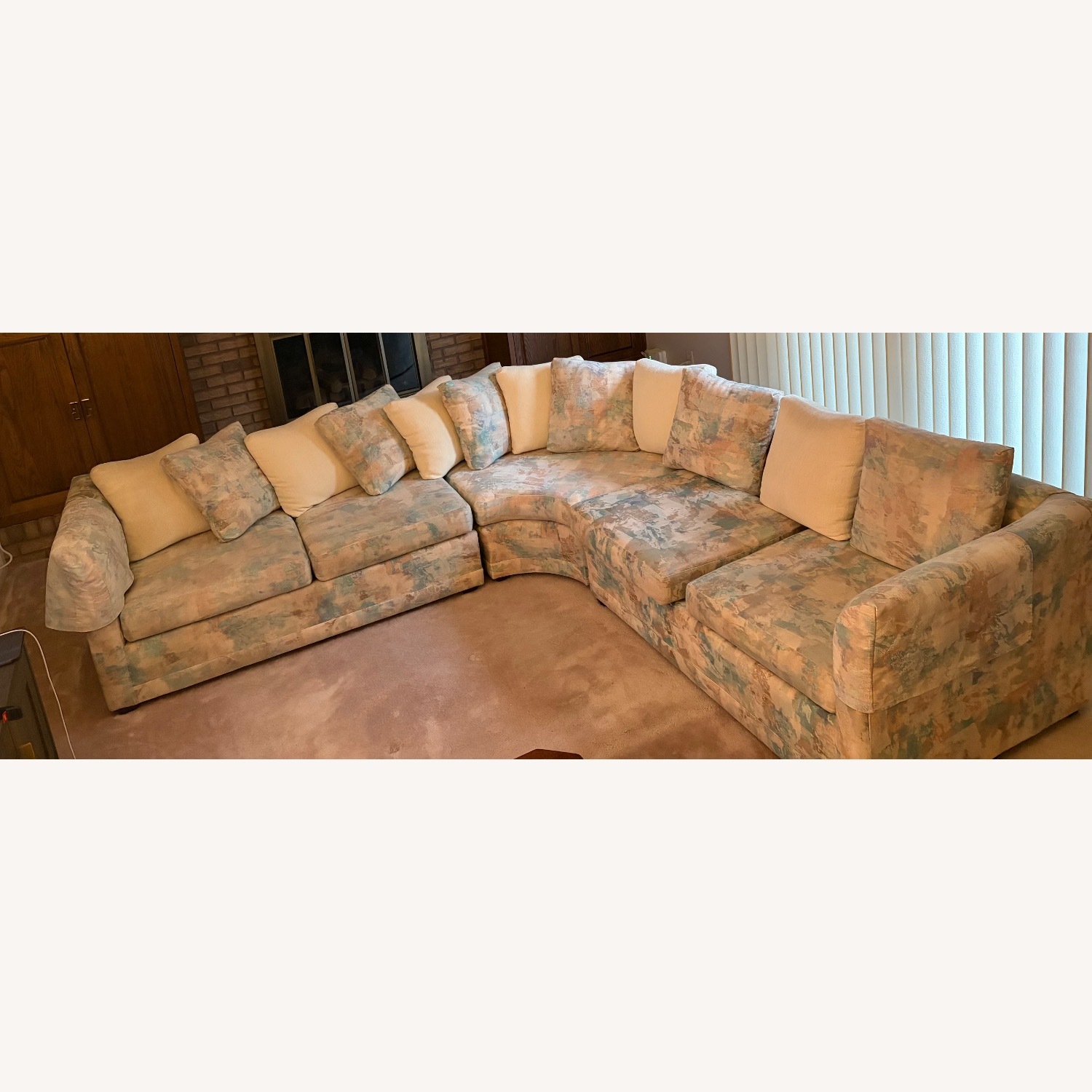 Vintage Pastel Multi-Piece Curved Sectional Sofa - image-4