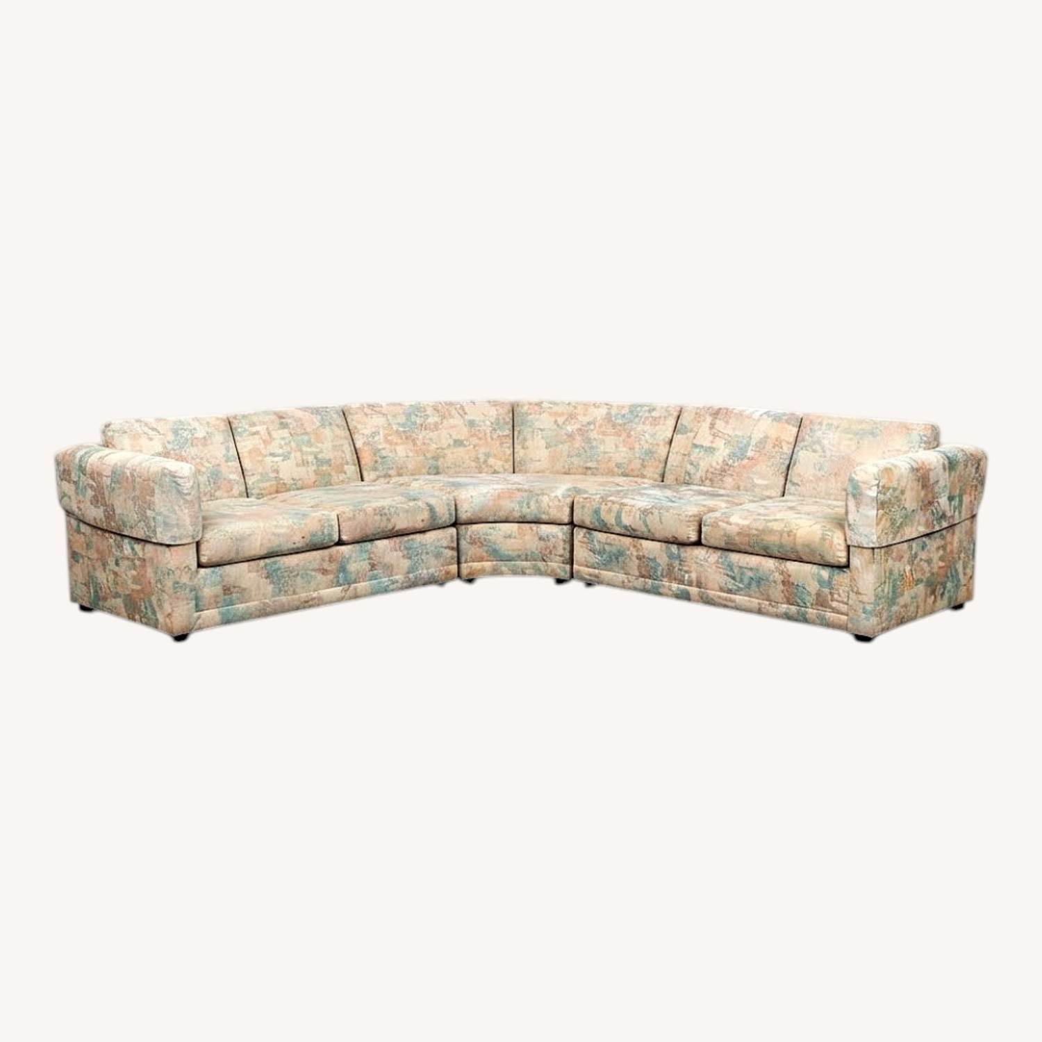 Vintage Pastel Multi-Piece Curved Sectional Sofa - image-0