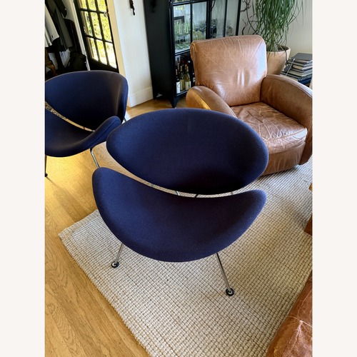 Used Pierre Paulin Orange Slice Chairs in blue for sale on AptDeco