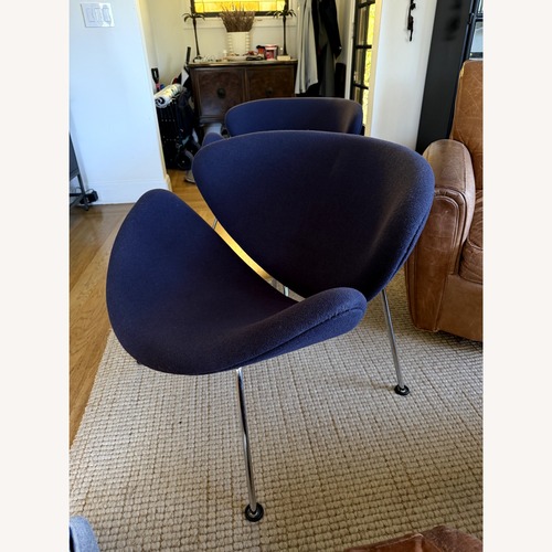 Used Pierre Paulin Orange Slice Chairs in blue for sale on AptDeco