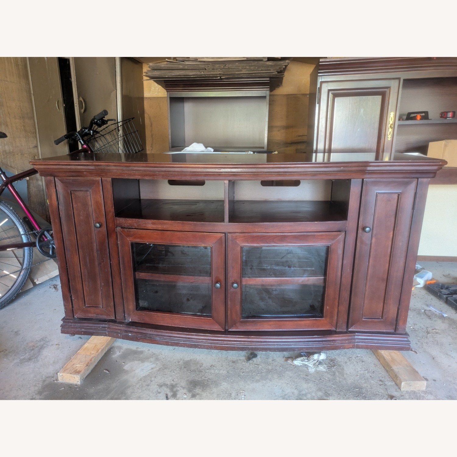 Vintage/Antique Dark Brown Media Storage - image-1