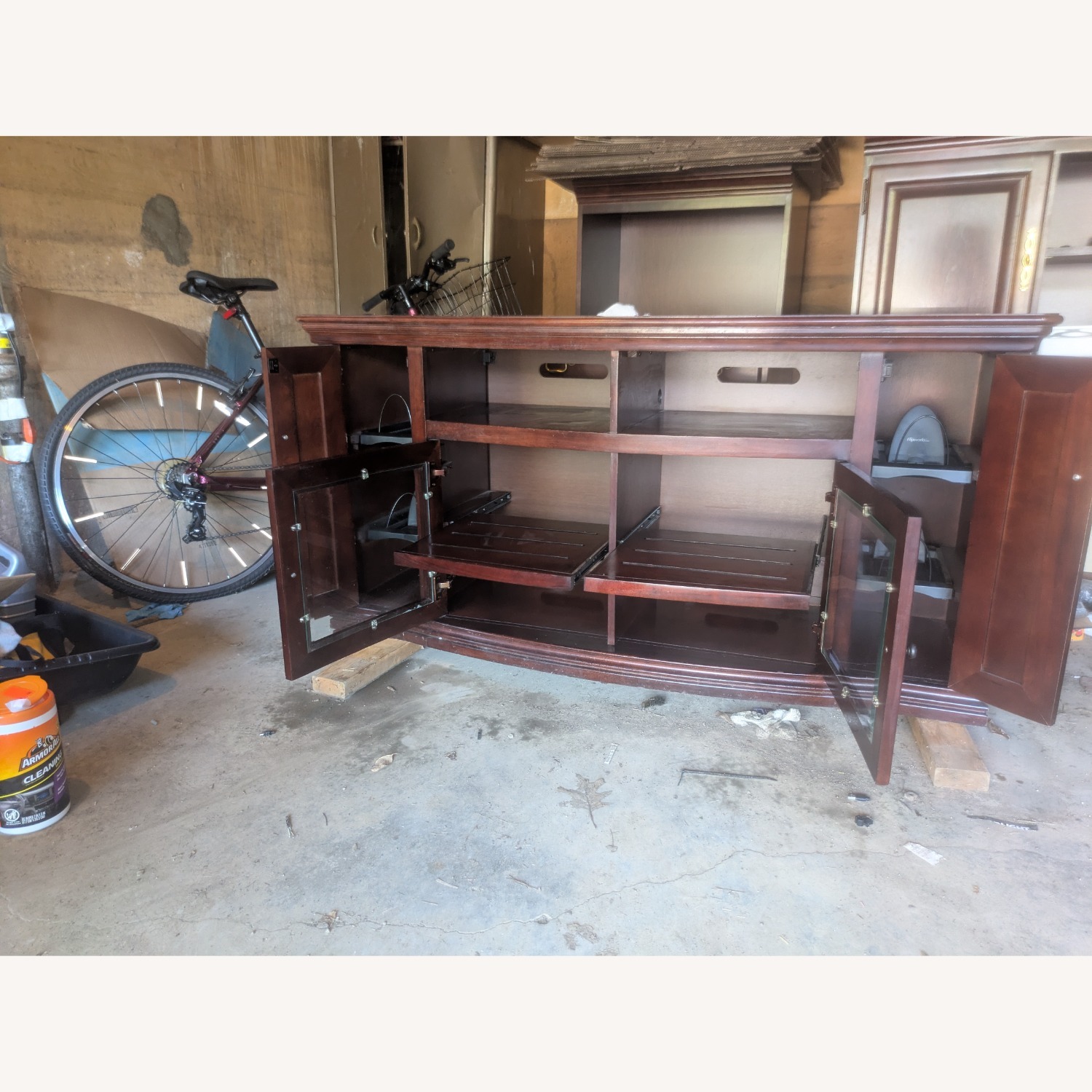 Vintage/Antique Dark Brown Media Storage - image-2