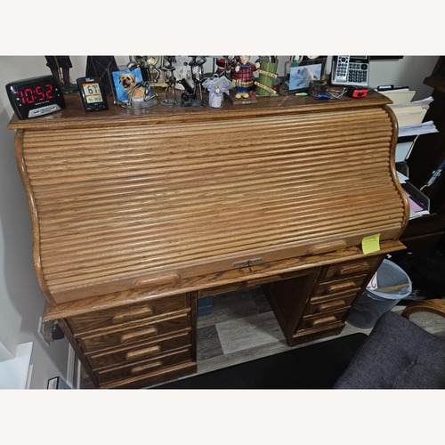 Used Oak Roll Top Desk with Chair for sale on AptDeco