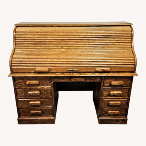 Used Oak Roll Top Desk with Chair for sale on AptDeco